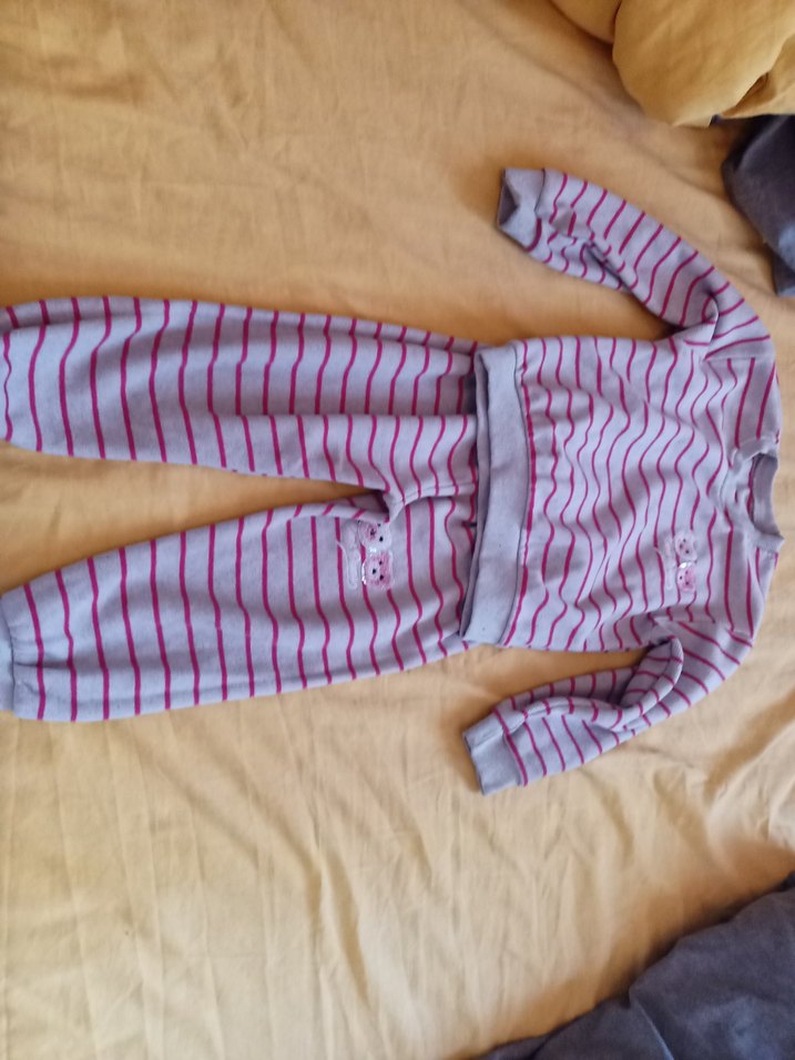 Kız Çocuk Gri Çizgili Nakışlı Eşofman Takımı - Görsel 4