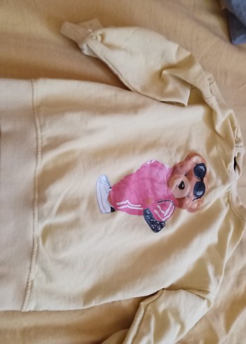 Sarı Baskılı Kız Sweatshirt ve Eşofman Takımı - Görsel 3