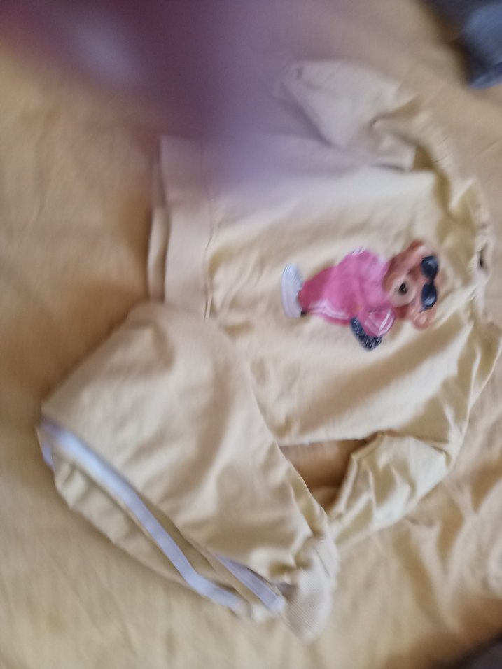 Sarı Baskılı Kız Sweatshirt ve Eşofman Takımı - Görsel 2