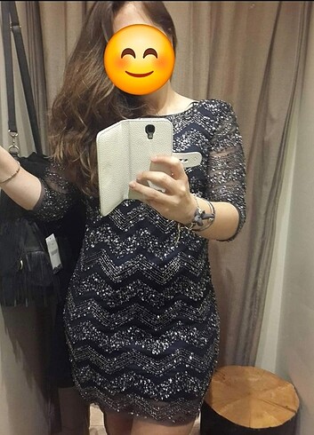 Mango payetli gece elbisesi s