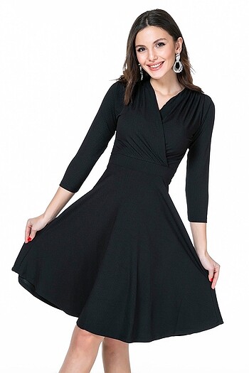 Kruvaze kaşkorse elbise - Görsel 2