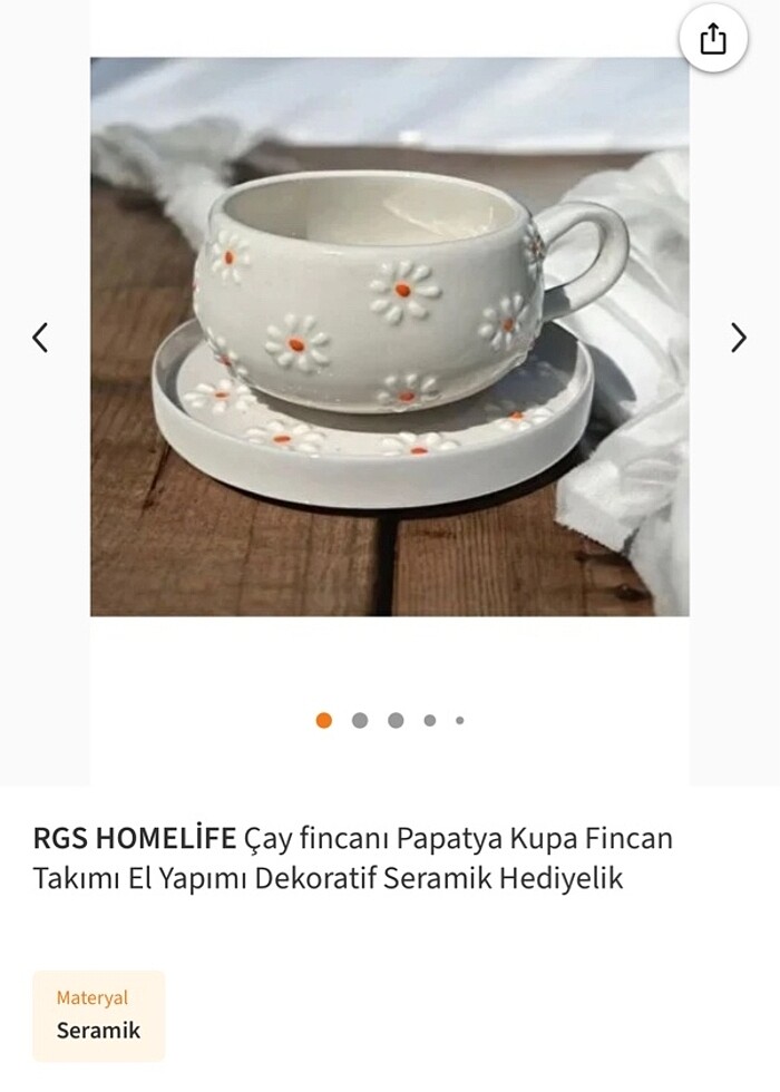 Papatya seramik kupa - Görsel 3