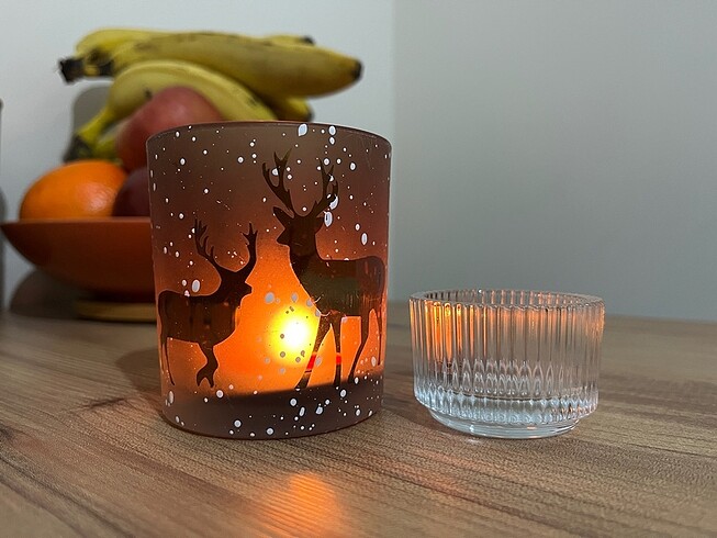 Geyik temalı 2?li bardak mum - Görsel 3