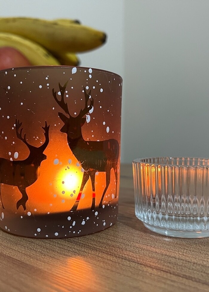 Geyik temalı 2?li bardak mum - Görsel 3