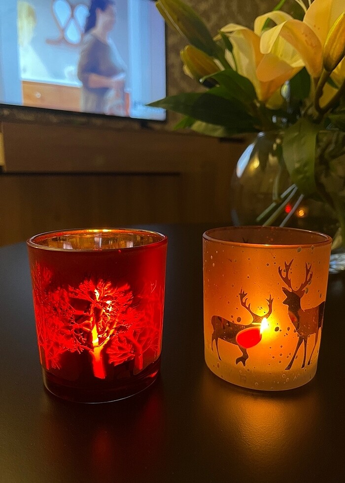 Geyik temalı 2?li bardak mum - Görsel 2