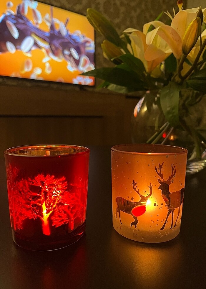 Geyik temalı 2?li bardak mum - Görsel 4