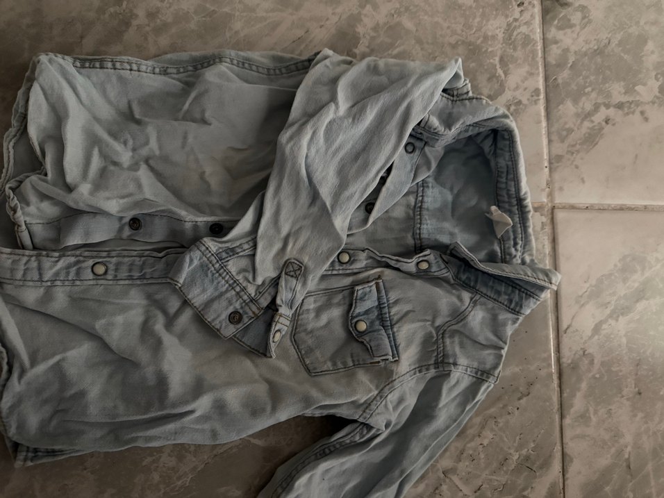 Düğmeli Gri Denim Erkek Çocuk Gömlek - Görsel 2