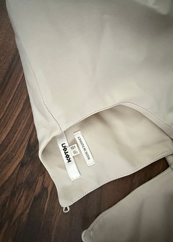 Bej Keten, Kolsuz, Vatkalı elbise - Görsel 4