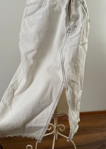 Yırtmaçlı Midi Uzunlukta Jean Etek - Görsel 2