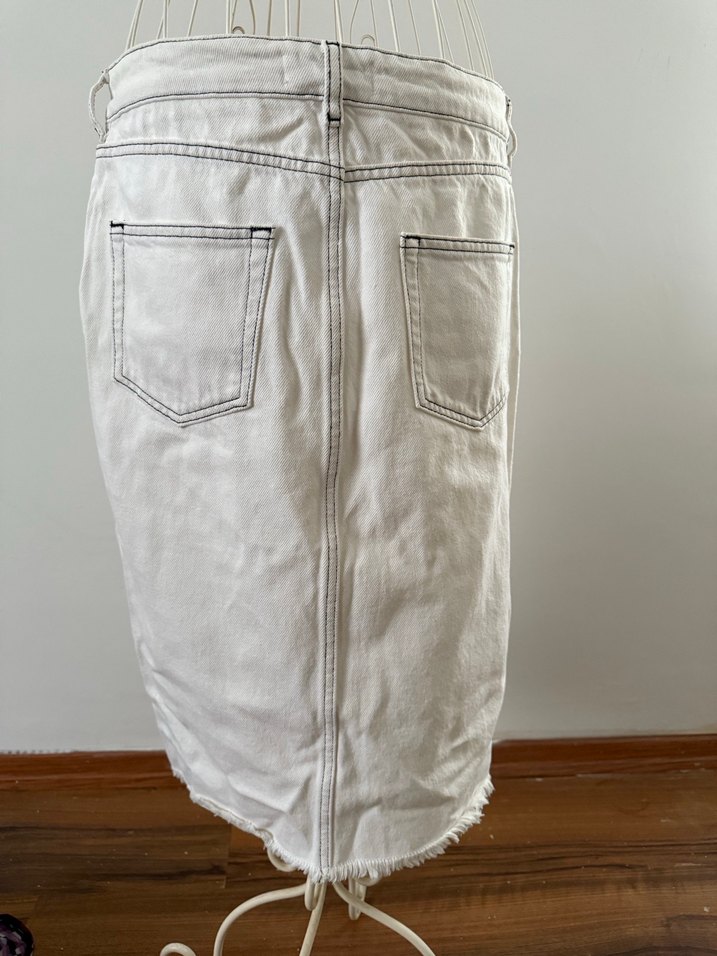 Yırtmaçlı Midi Uzunlukta Jean Etek - Görsel 3