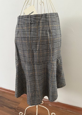 Pileli, Simetrik, Ekose Desenli Eteği - Görsel 3