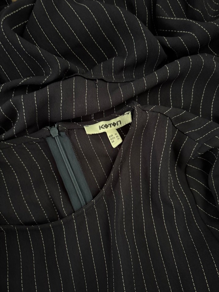 Kadın Lacivert Çizgili Uzun Elbise - Görsel 4