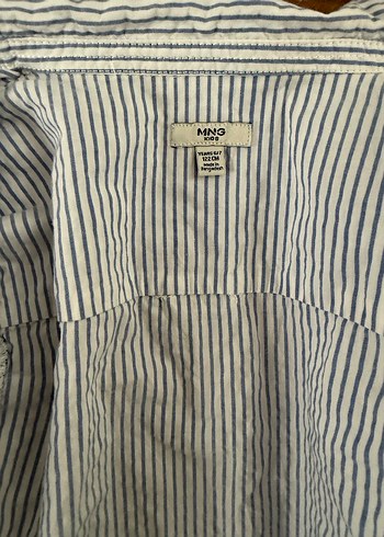 Mavi çizgili çocuk keten gömlek - Görsel 3