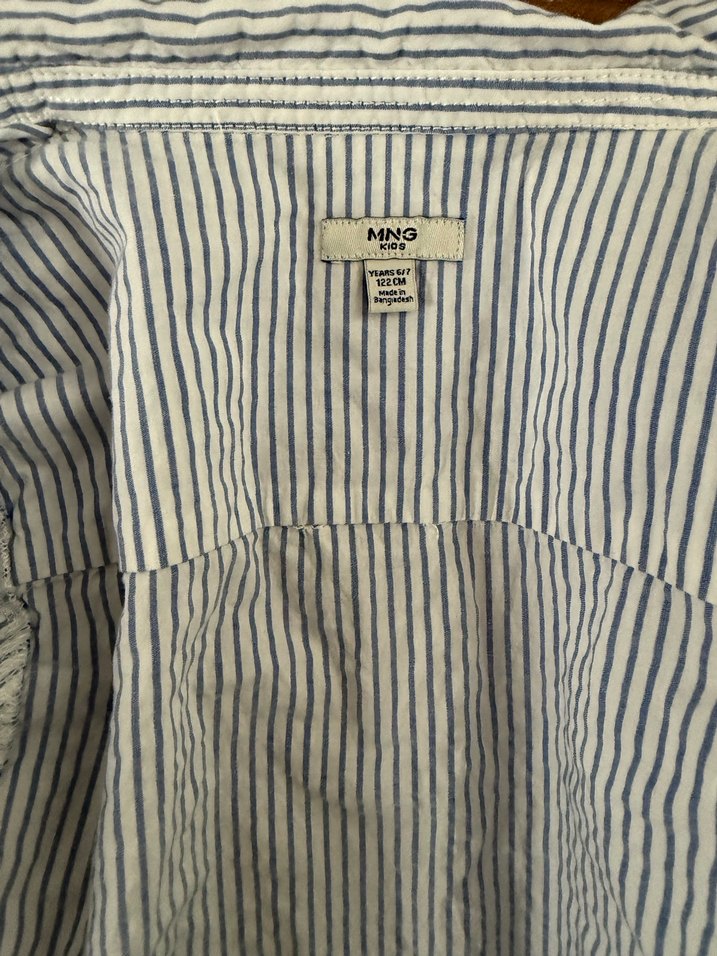 Mavi çizgili çocuk keten gömlek - Görsel 3