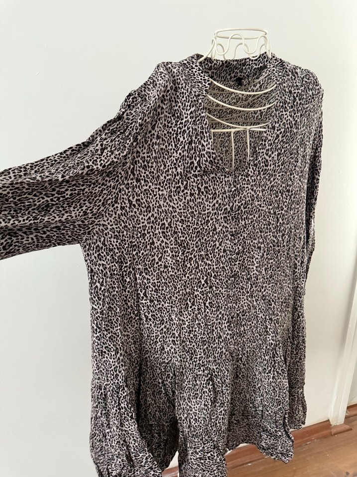 Uzun Kollu Bohem Leopar Tunik - Görsel 2