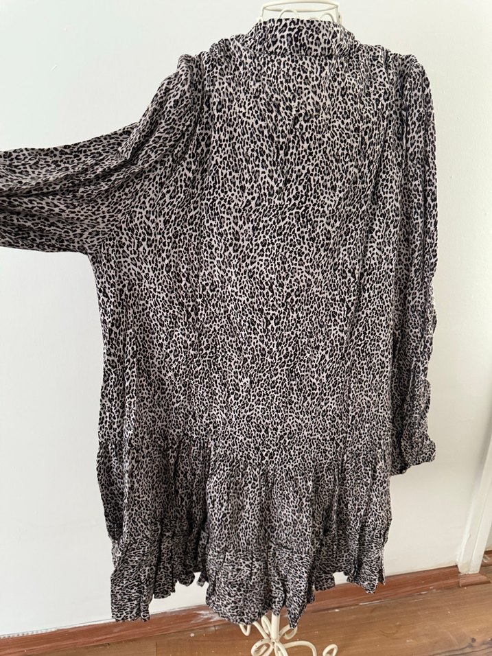 Uzun Kollu Bohem Leopar Tunik - Görsel 5