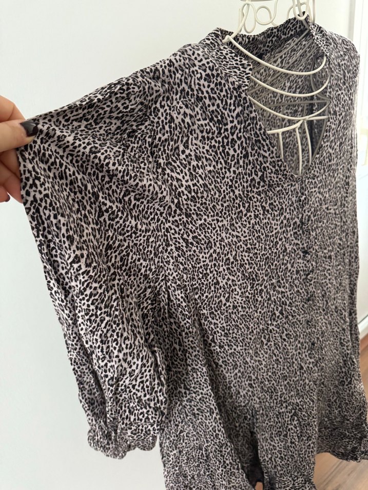 Uzun Kollu Bohem Leopar Tunik - Görsel 4