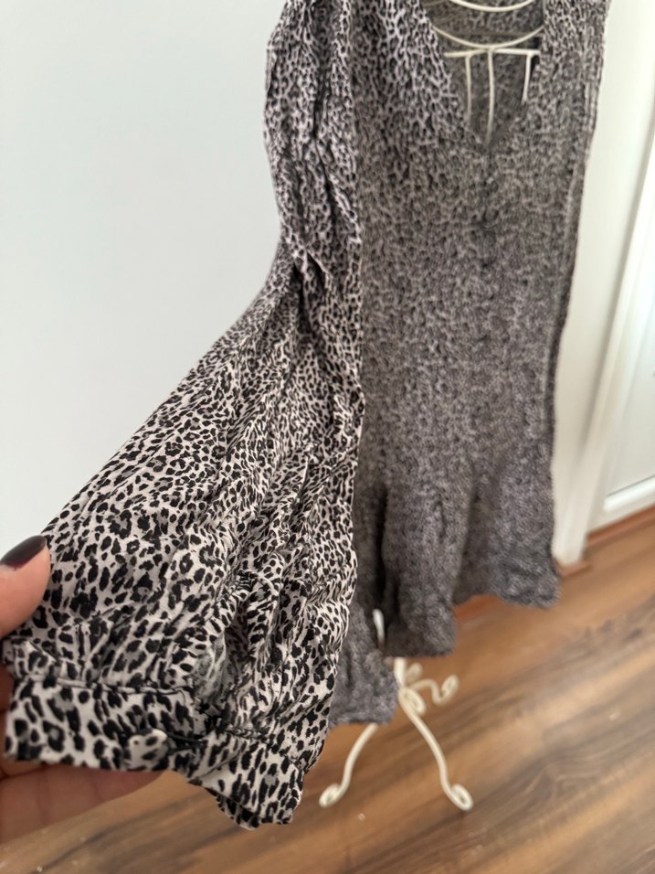 Uzun Kollu Bohem Leopar Tunik - Görsel 3