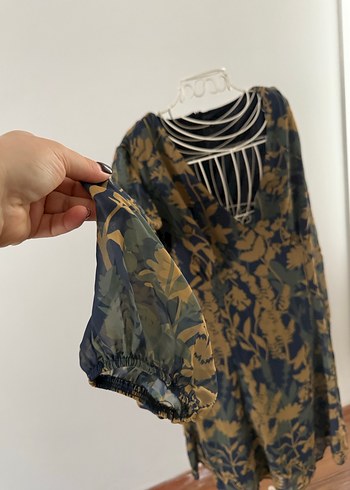 Bohem V Yaka Şifon Kadın Elbise - Görsel 5