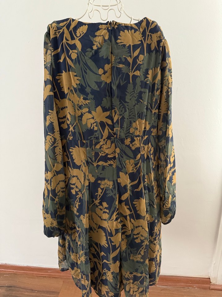 Bohem V Yaka Şifon Kadın Elbise - Görsel 2