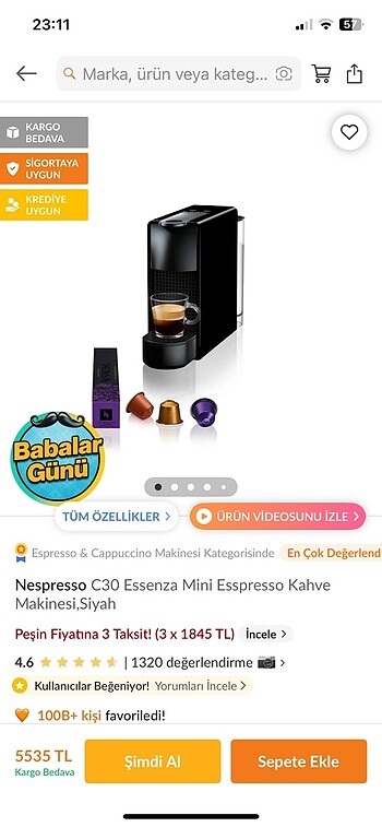Nespresso Nespresso c30 essenza mini espresso kapsül makinesi