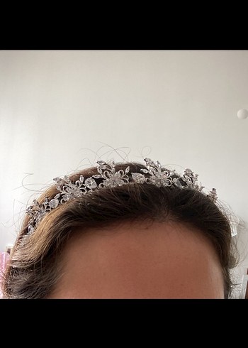 Gümüş Işıltılı Bohem Gelin Tacı - Görsel 4