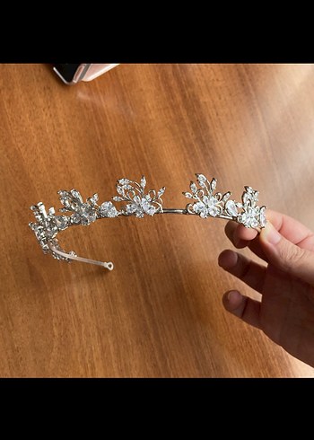 Gümüş Işıltılı Bohem Gelin Tacı - Görsel 3