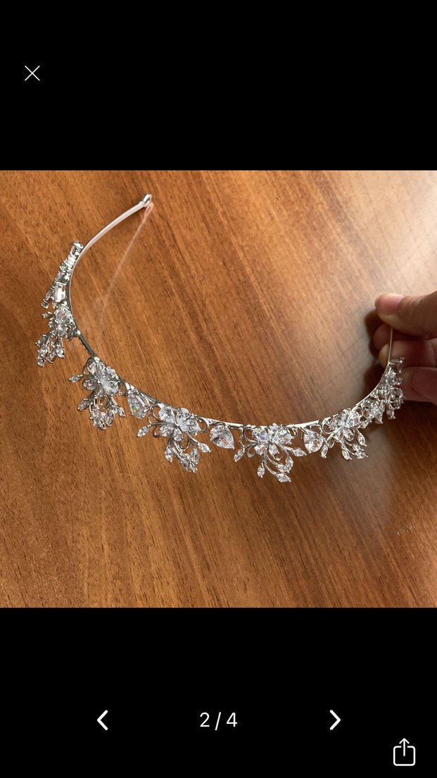 Gümüş Işıltılı Bohem Gelin Tacı - Görsel 2