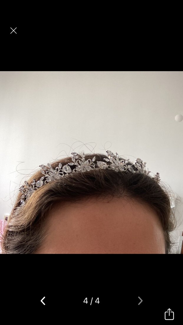 Gümüş Işıltılı Bohem Gelin Tacı - Görsel 4