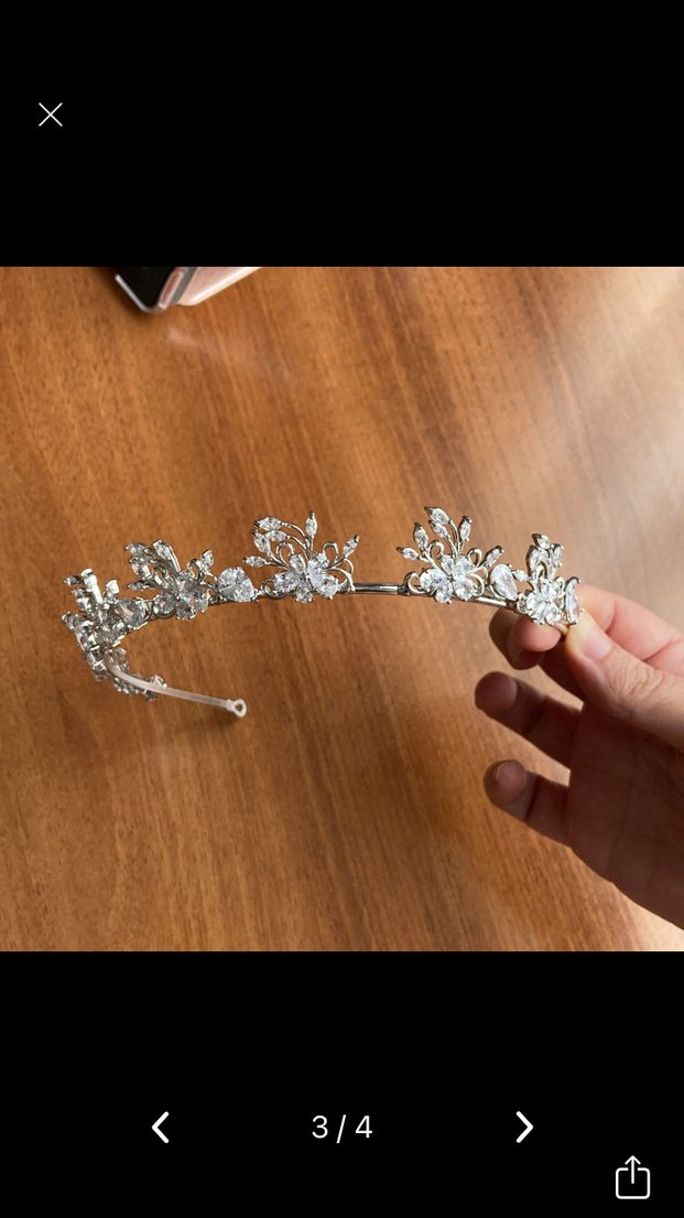 Gümüş Işıltılı Bohem Gelin Tacı - Görsel 3