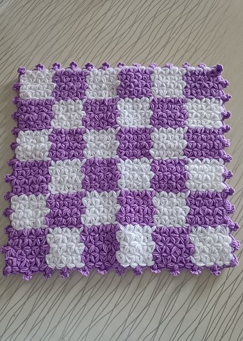 Mor Beyaz Örgü Banyo lifi - Görsel 4