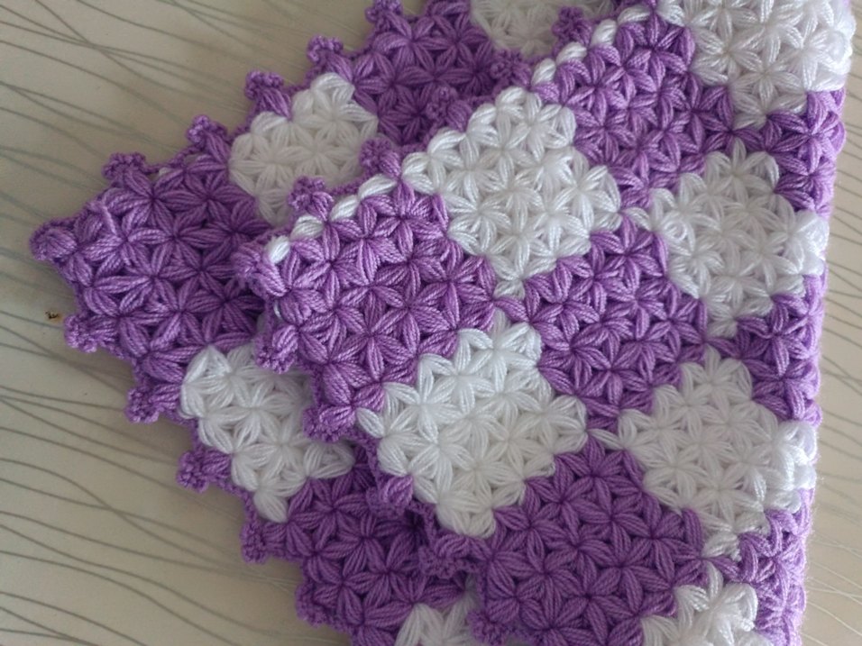 Mor Beyaz Örgü Banyo lifi - Görsel 3