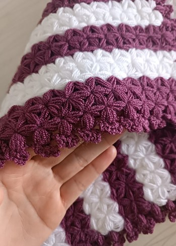 Mor Beyaz Örgü Banyo lifi - Görsel 2