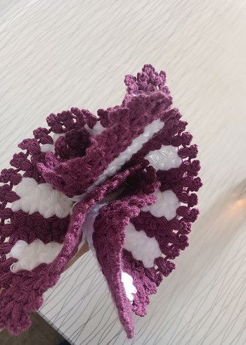 Mor Beyaz Örgü Banyo lifi - Görsel 3