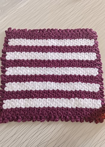 Mor Beyaz Örgü Banyo lifi - Görsel 4