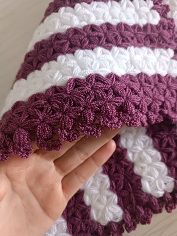 Mor Beyaz Örgü Banyo lifi - Görsel 2