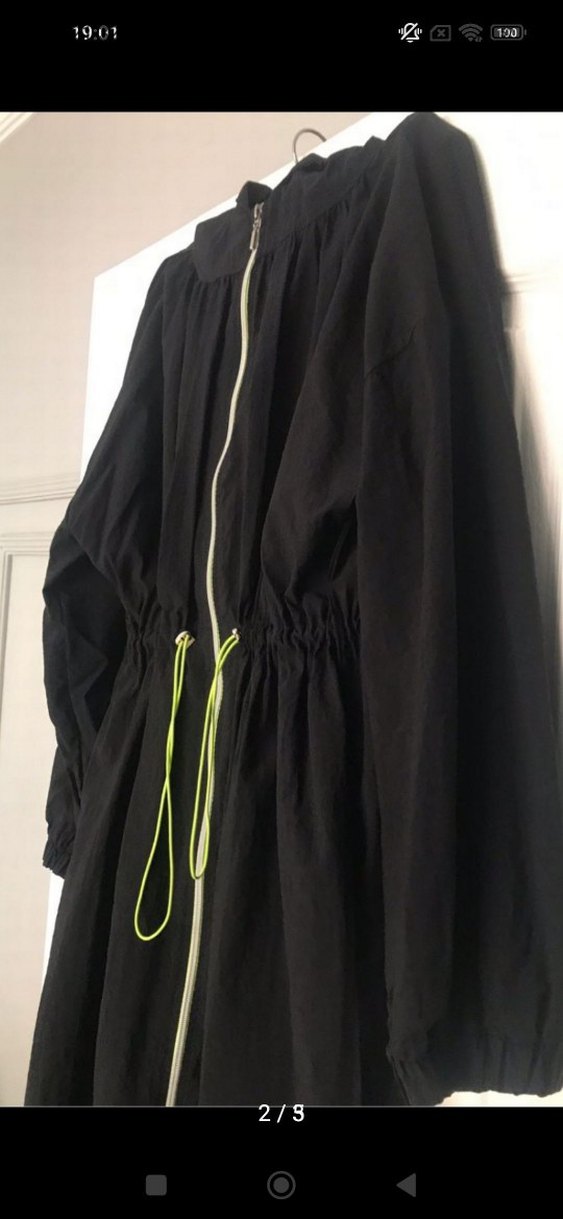 Siyah Fermuarlı Uzun Kadın Trençkot yagmurluk - Görsel 2