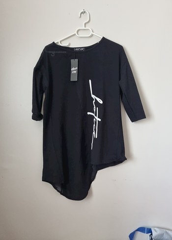 Siyah Baskılı Uzun Kollu Mini Tunik