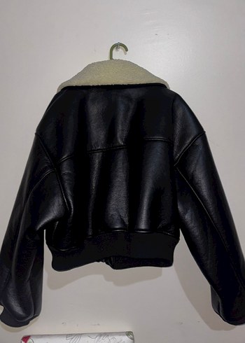 Kürk Detaylı Siyah Deri Kadın Ceket - Görsel 3