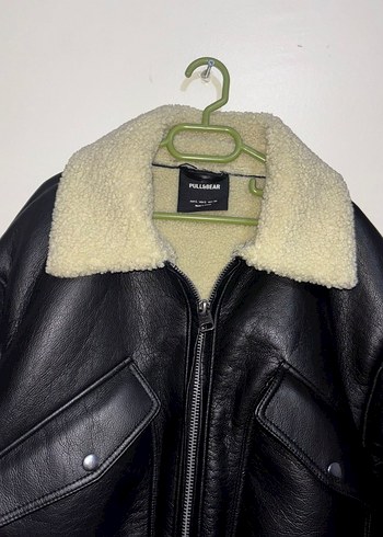 Kürk Detaylı Siyah Deri Kadın Ceket - Görsel 2