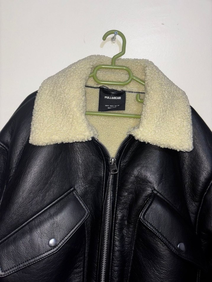 Kürk Detaylı Siyah Deri Kadın Ceket - Görsel 2