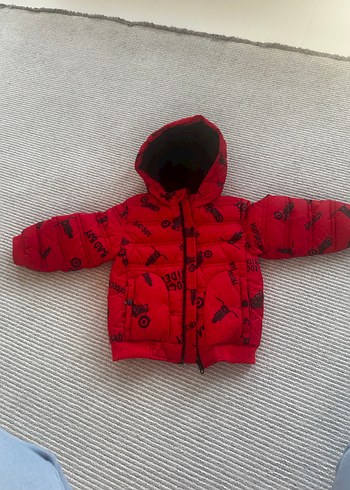 Benotton Kapüşonlu Kırmızı Motor Baskılı Erkek Mont - Görsel 2