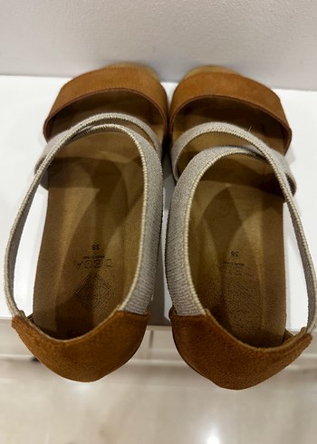 Kadın Süet Kahverengi Dolgu Topuklu Sandalet - Görsel 4