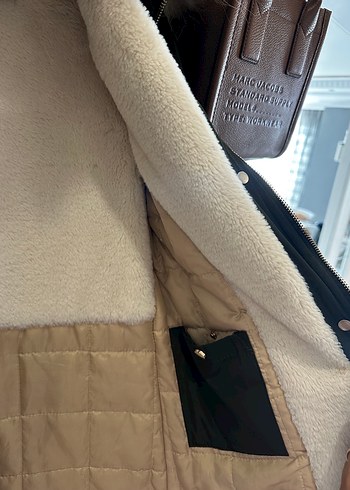 Neteork yeşil Kadın Midi Kaban, Kürklü Kapüşonlu, Salaş Kesim - Görsel 3