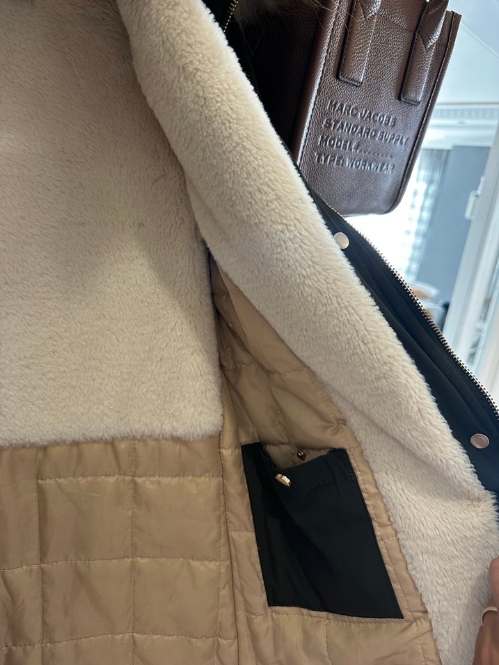 Neteork yeşil Kadın Midi Kaban, Kürklü Kapüşonlu, Salaş Kesim - Görsel 3