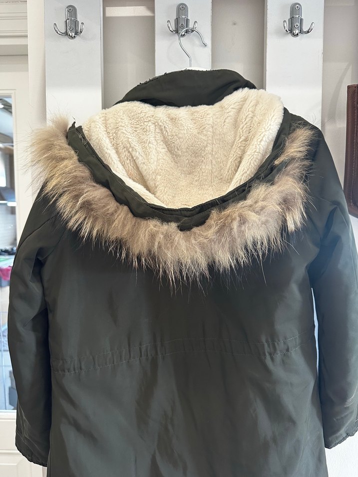 Neteork yeşil Kadın Midi Kaban, Kürklü Kapüşonlu, Salaş Kesim - Görsel 2