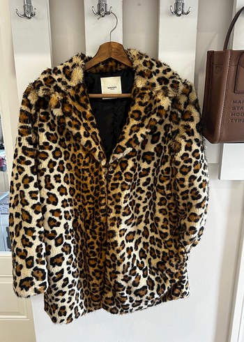 Mango Leopar Desenli Midi Suni Kürk Ceket