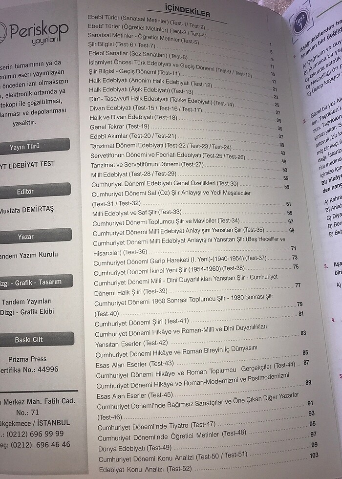 Edebiyat test kitabı - Görsel 2