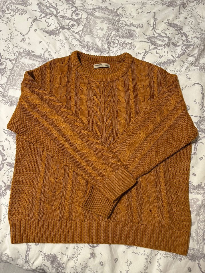 Örgü kahverengi kadın kazak - Görsel 2