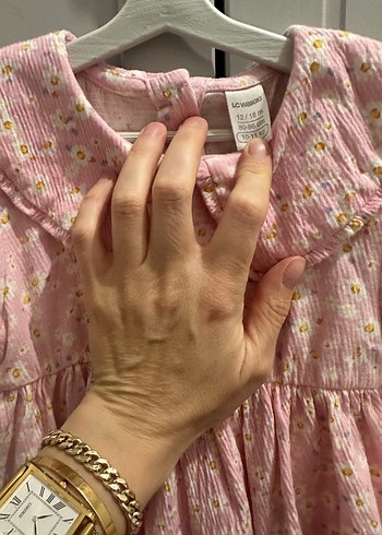 Pembe Kız Çocuk Fırfırlı Müslin Elbise - Görsel 2